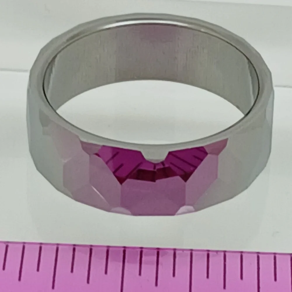 Vintage Tungsten Carbide Faceted Band Ring Mens Size 11.5 8mm Silver 90s Y2K NOS